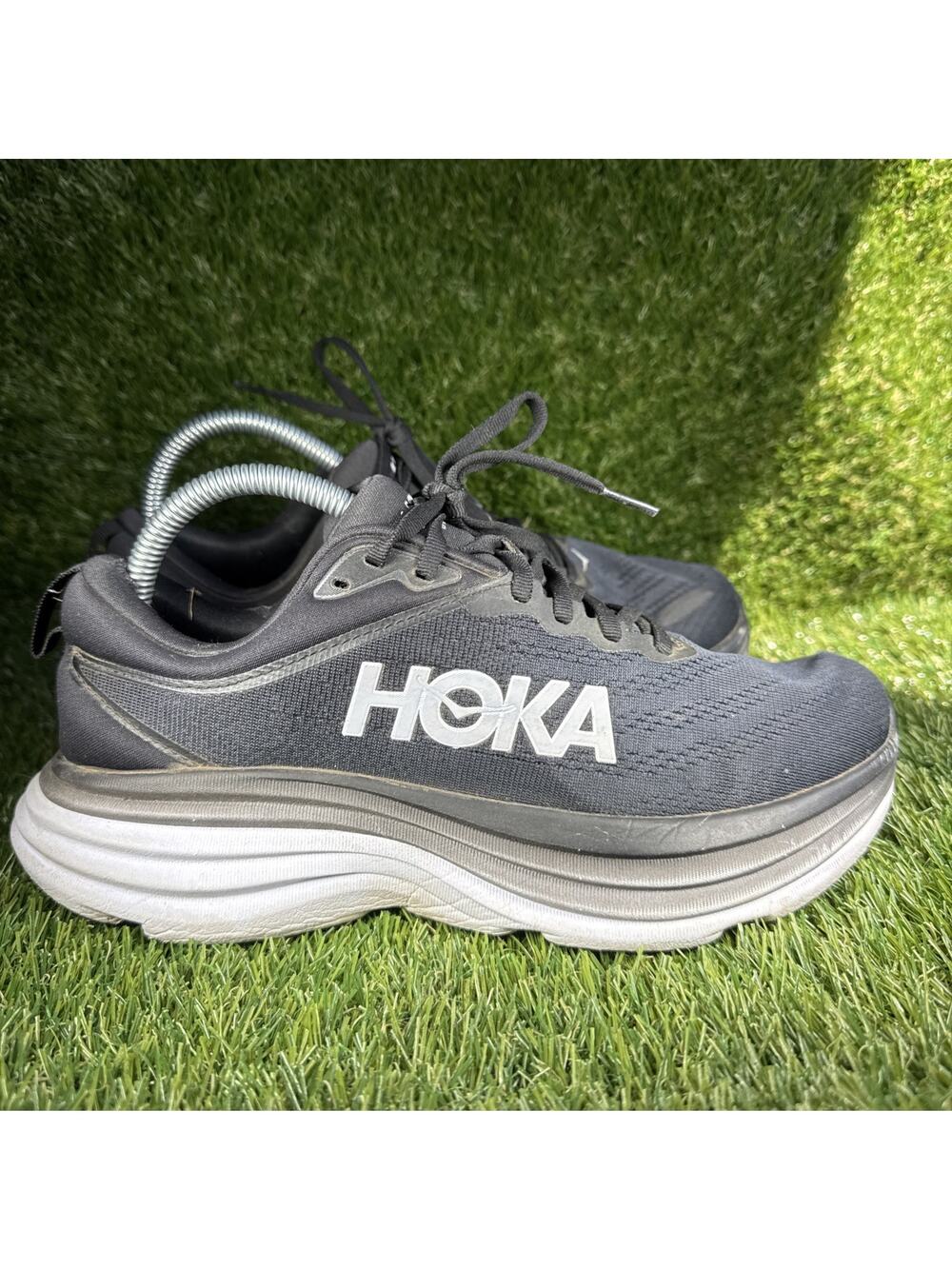 Hoka Bondi 8 1127954-BWHT Sneakers Womens 8.5D Black Athletic Road Running Shoes